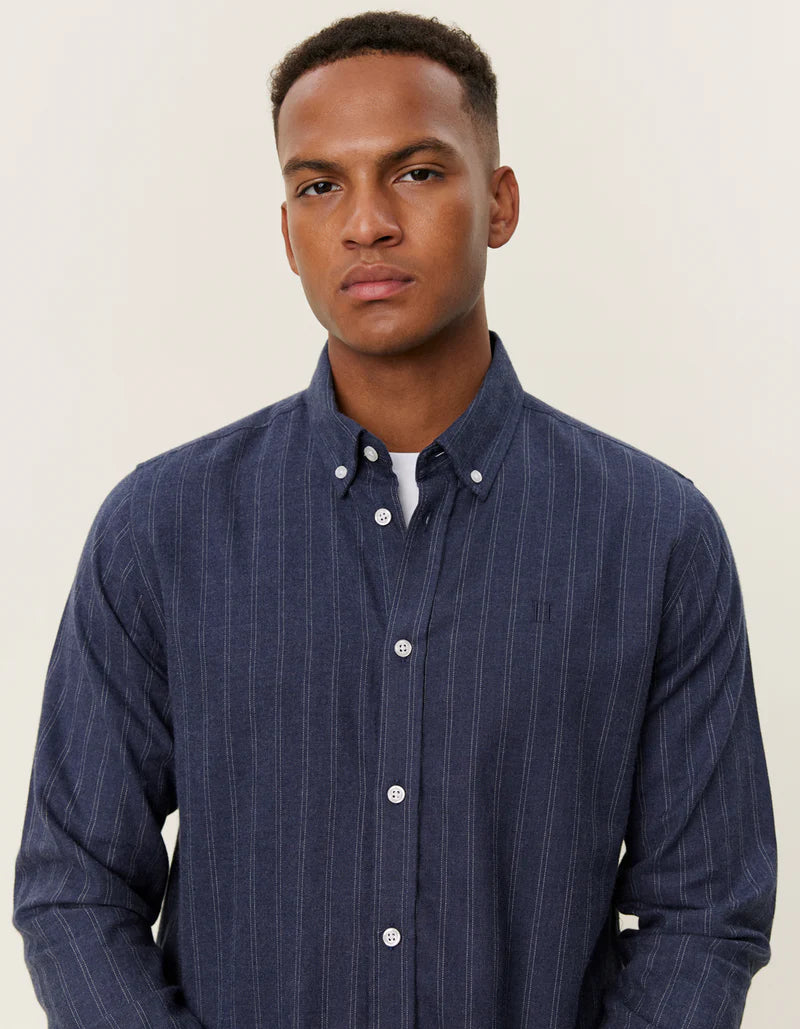 Les Deux Desert Reg Stripe Shirt - Dark Navy