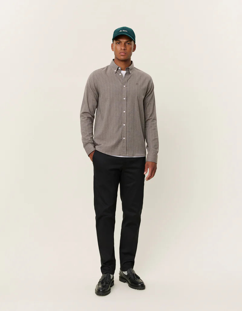 Les Deux Desert Reg Stripe Shirt - Grey