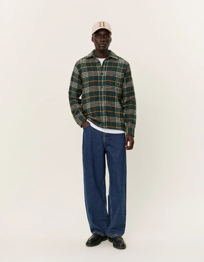 Les Deux Kaleb Check Overshirt - Green