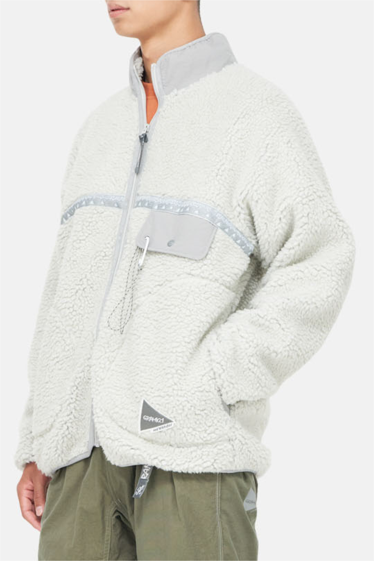 GRAMICCI x and wander JQ Tape Fleece Sweater - Light Grey