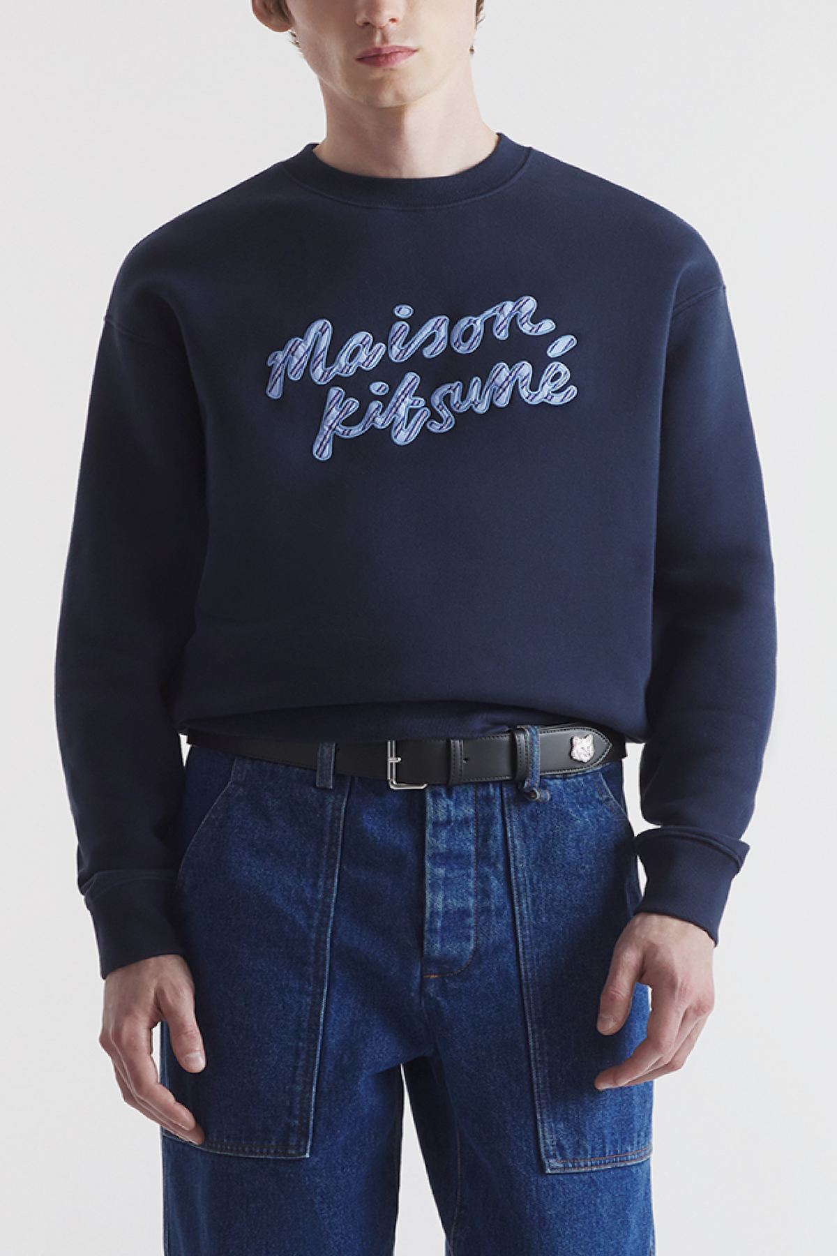 Maison Kitsuné Handwriting Sweater - Navy - Due West Maison Kitsuné Handwriting Sweater - Navy - Due West