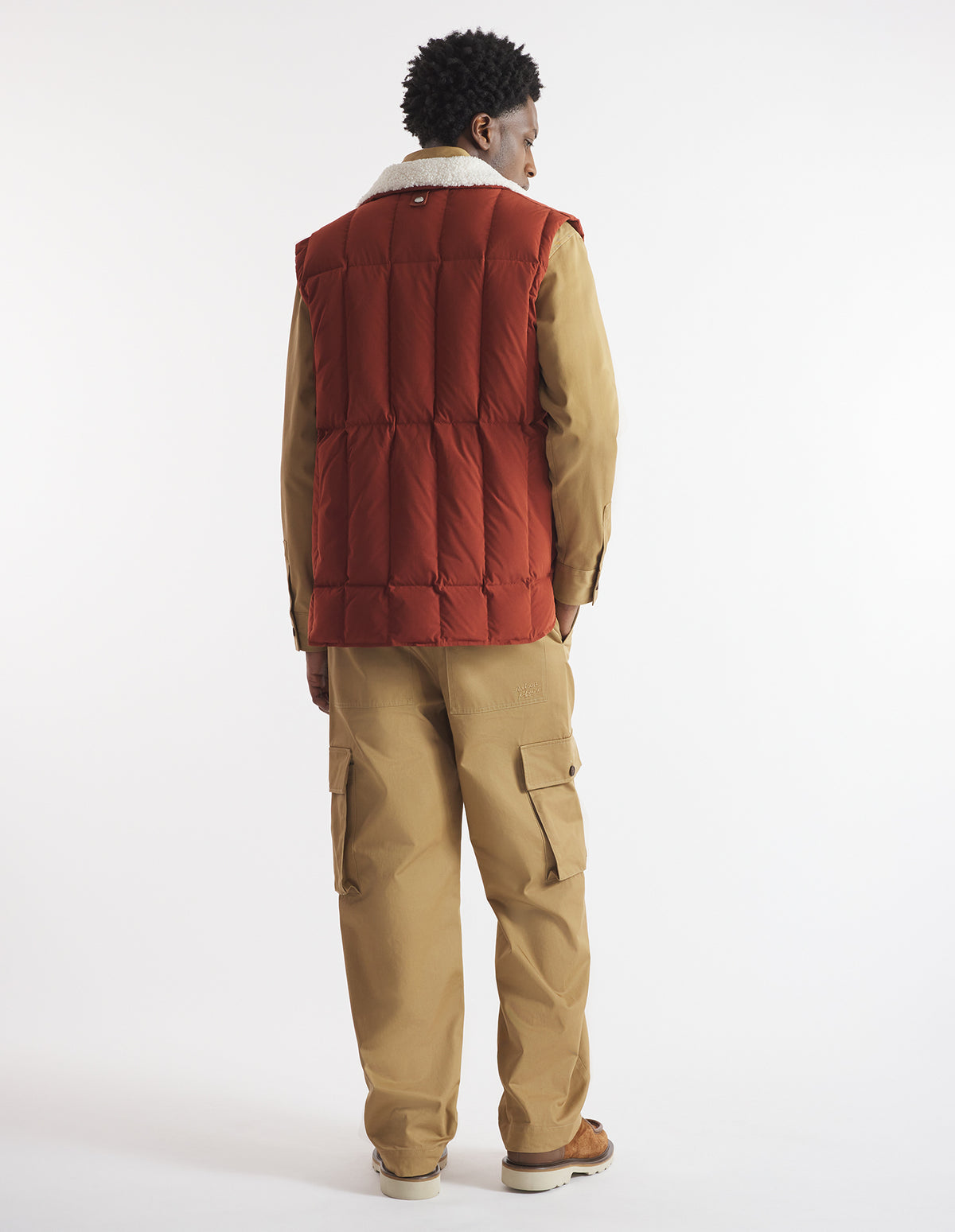 Maison Kitsuné Fleece Collar Vest- Teak