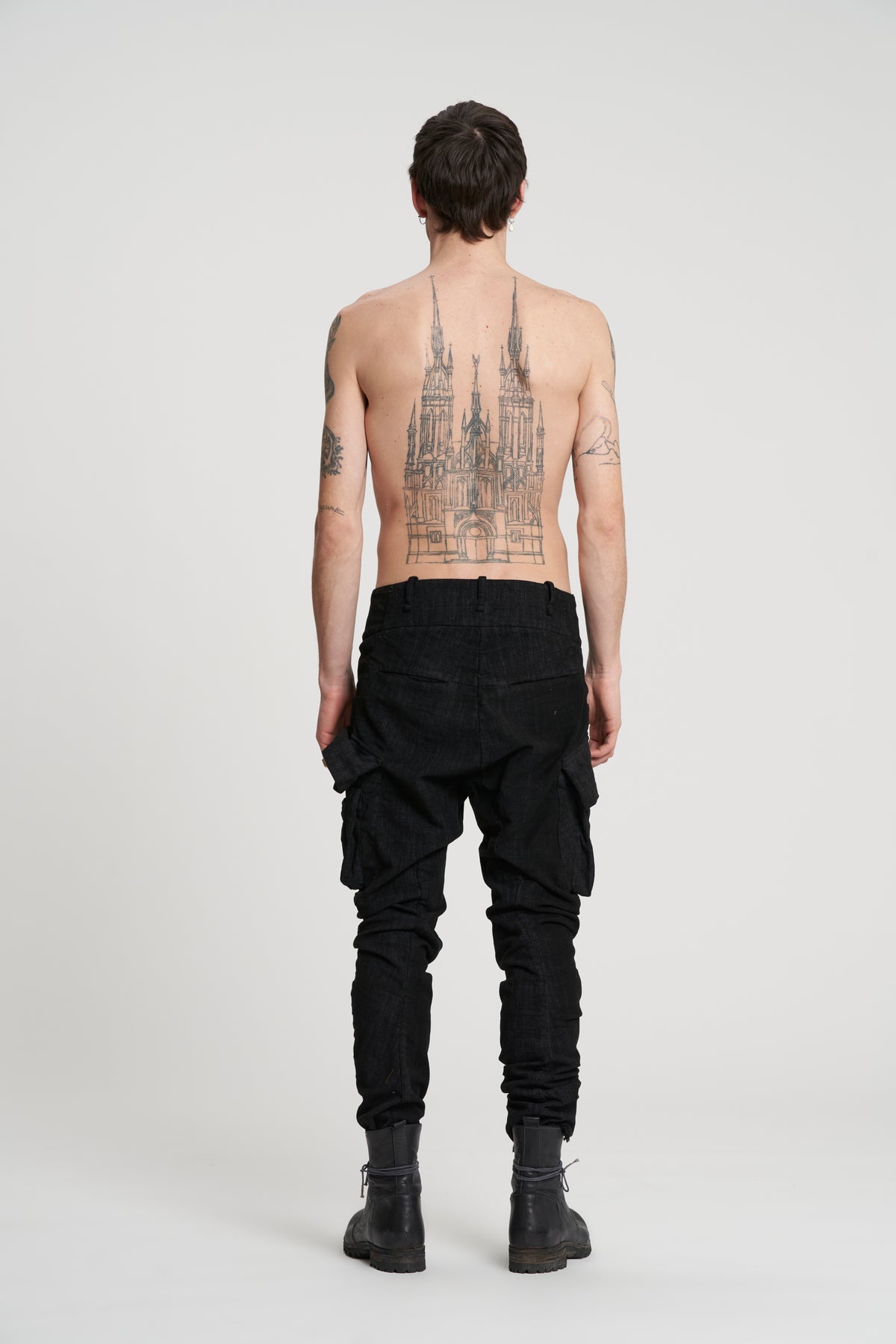 Masnada Baggy Combat Pants - Black