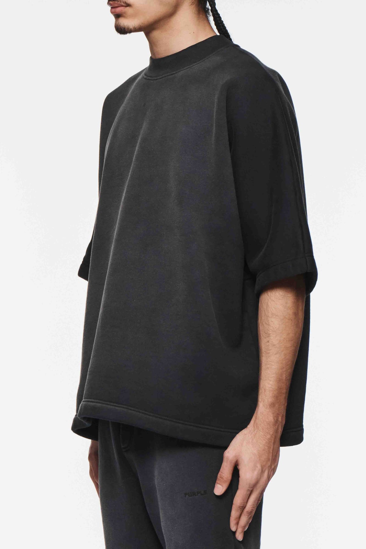 Purple Brand Heavy Fleece Oversized Tee - Black