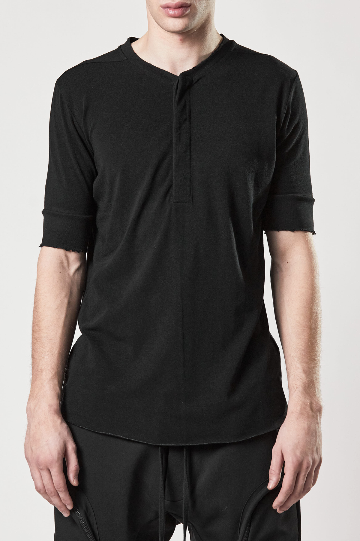 thom/krom M TS 817 Stand Up Collar Tee - Black