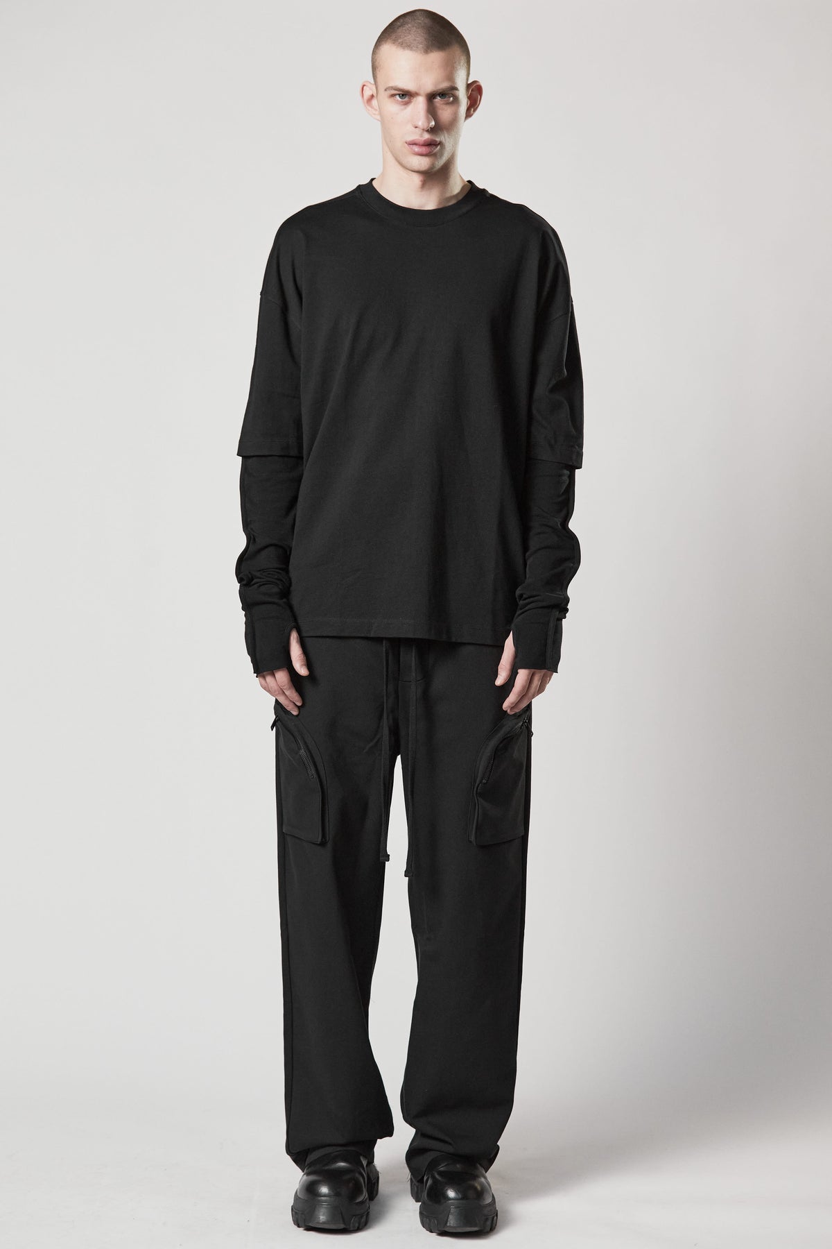 thom/krom M ST 456 Wide Leg Cargo Pants - Black