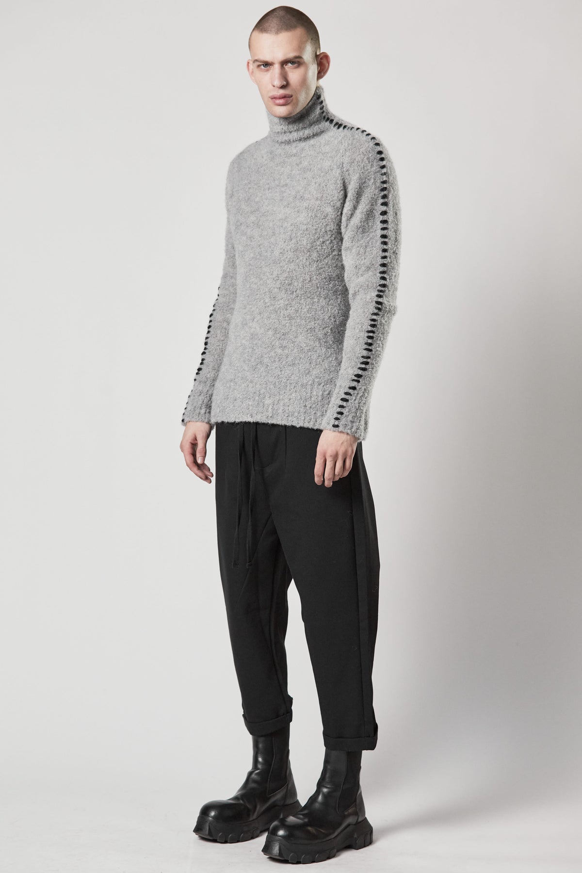 thom/krom M K 121 High Collar Sweater - Light Grey