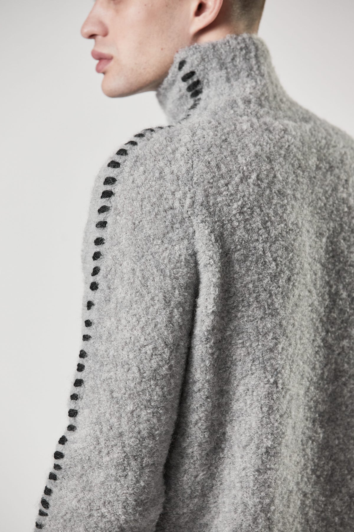 thom/krom M K 121 High Collar Sweater - Light Grey