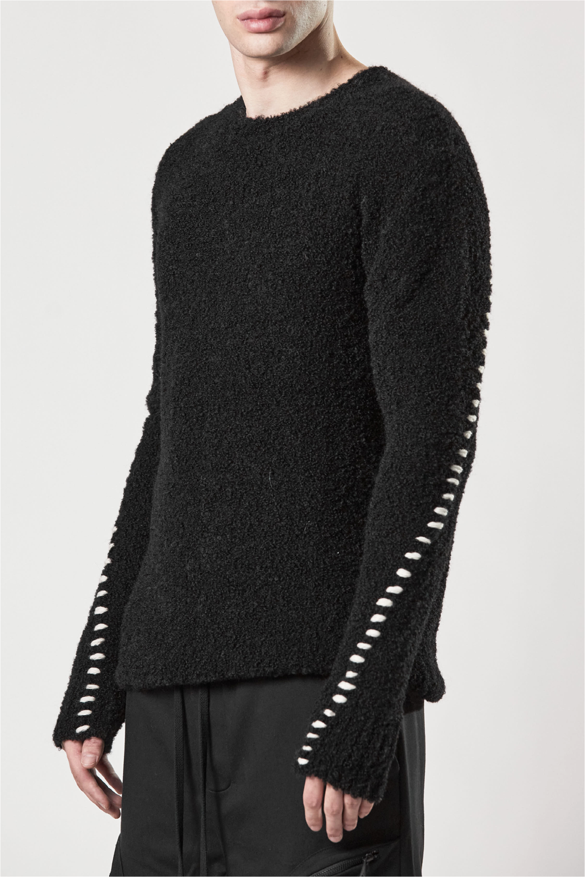 thom/krom M K 117 Round Neck Scar Sweater - Black