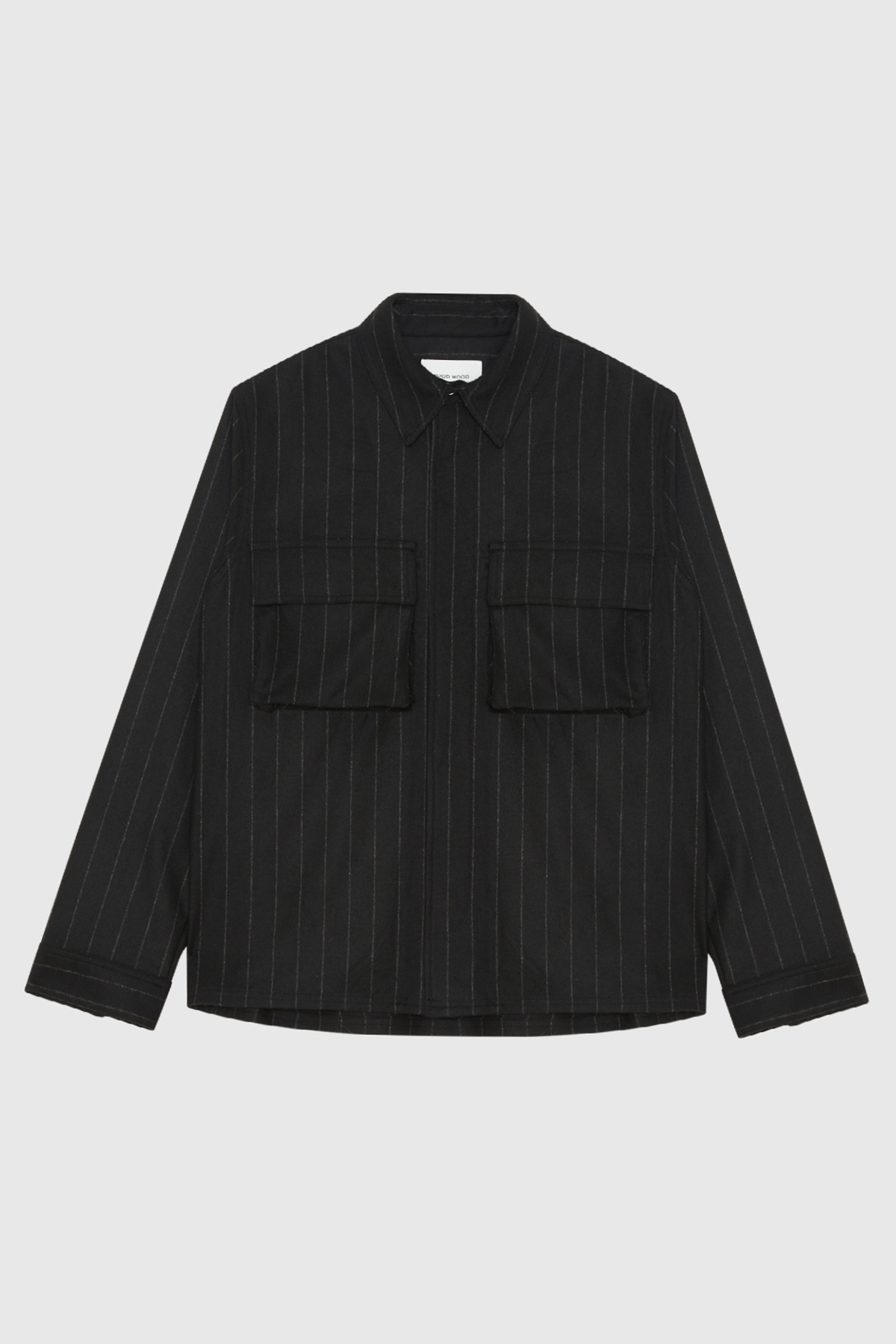 WOOD WOOD Fabian Striped Overshirt - Black