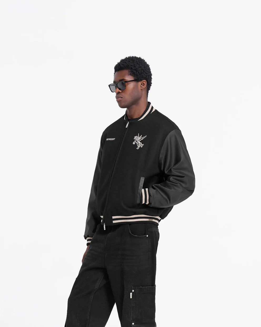 Represent Mascot Varsity Jacket - Jet Black