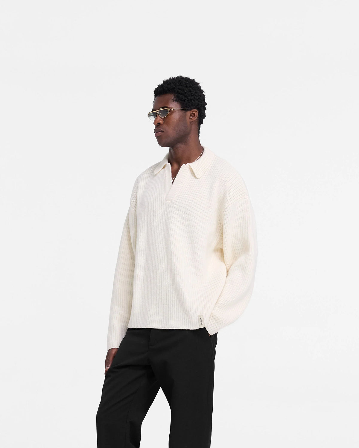 Represent Textured Knit Polo Sweater - Oatmeal