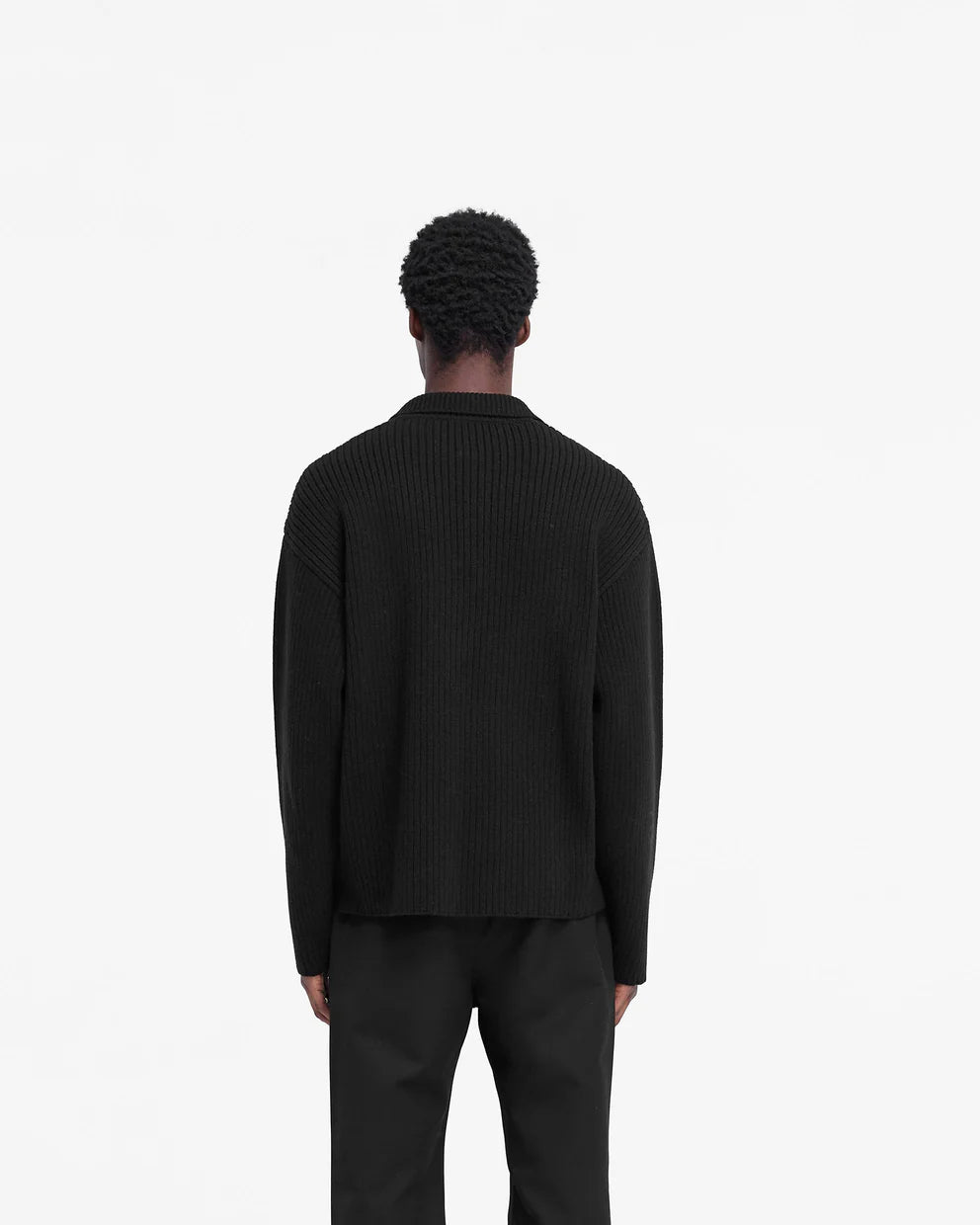 Represent Textured Knit Polo Sweater - Jet Black