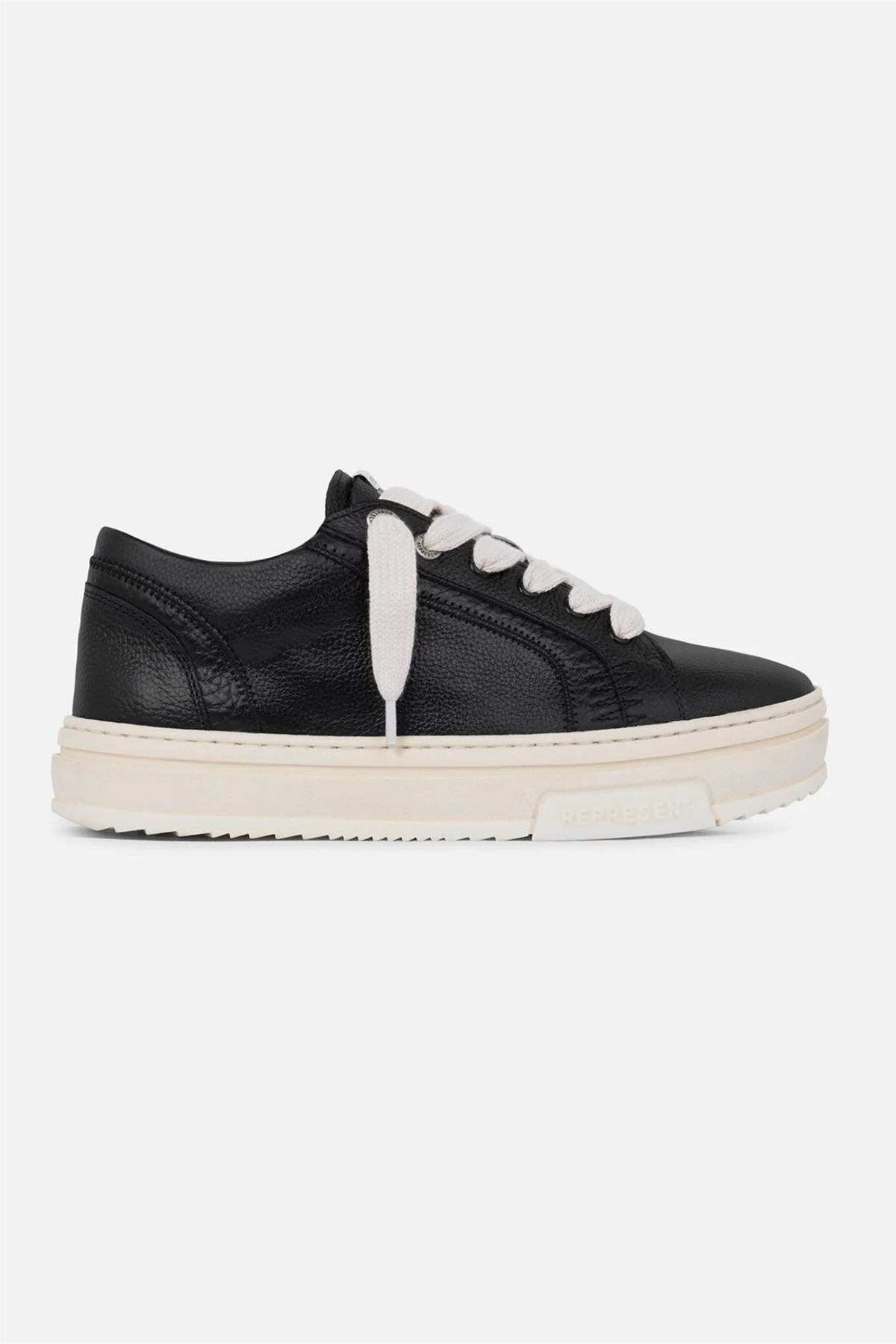 Represent HTN Low Tumbled Leather Sneakers - Black