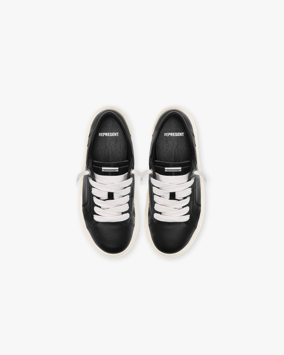 Represent HTN Low Tumbled Leather Sneakers - Black