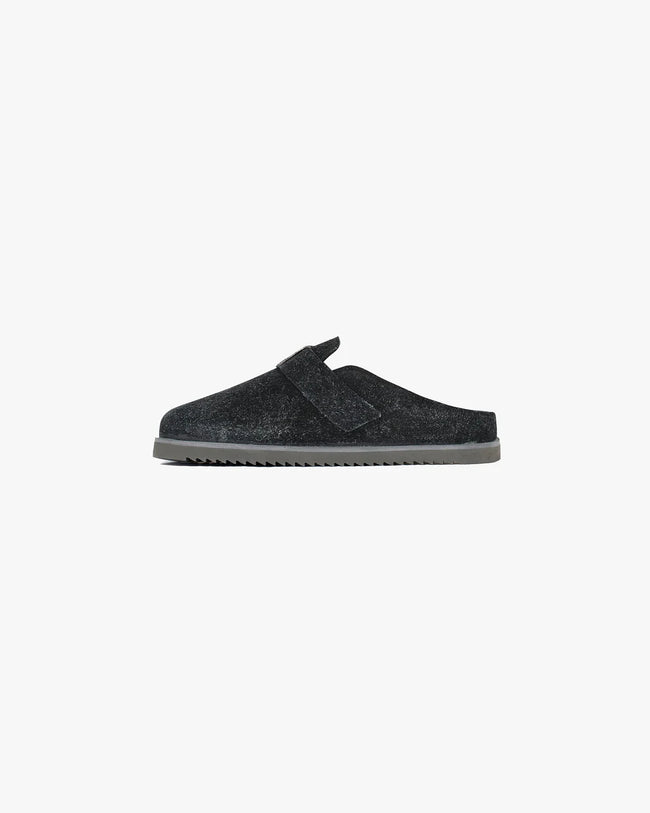 Represent Initial Sheep Fur Mules - Off Black