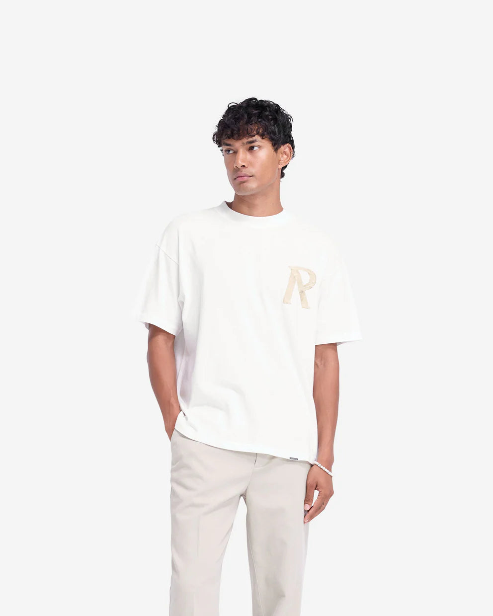 Represent Masking Tape Initial Tee - Flat White