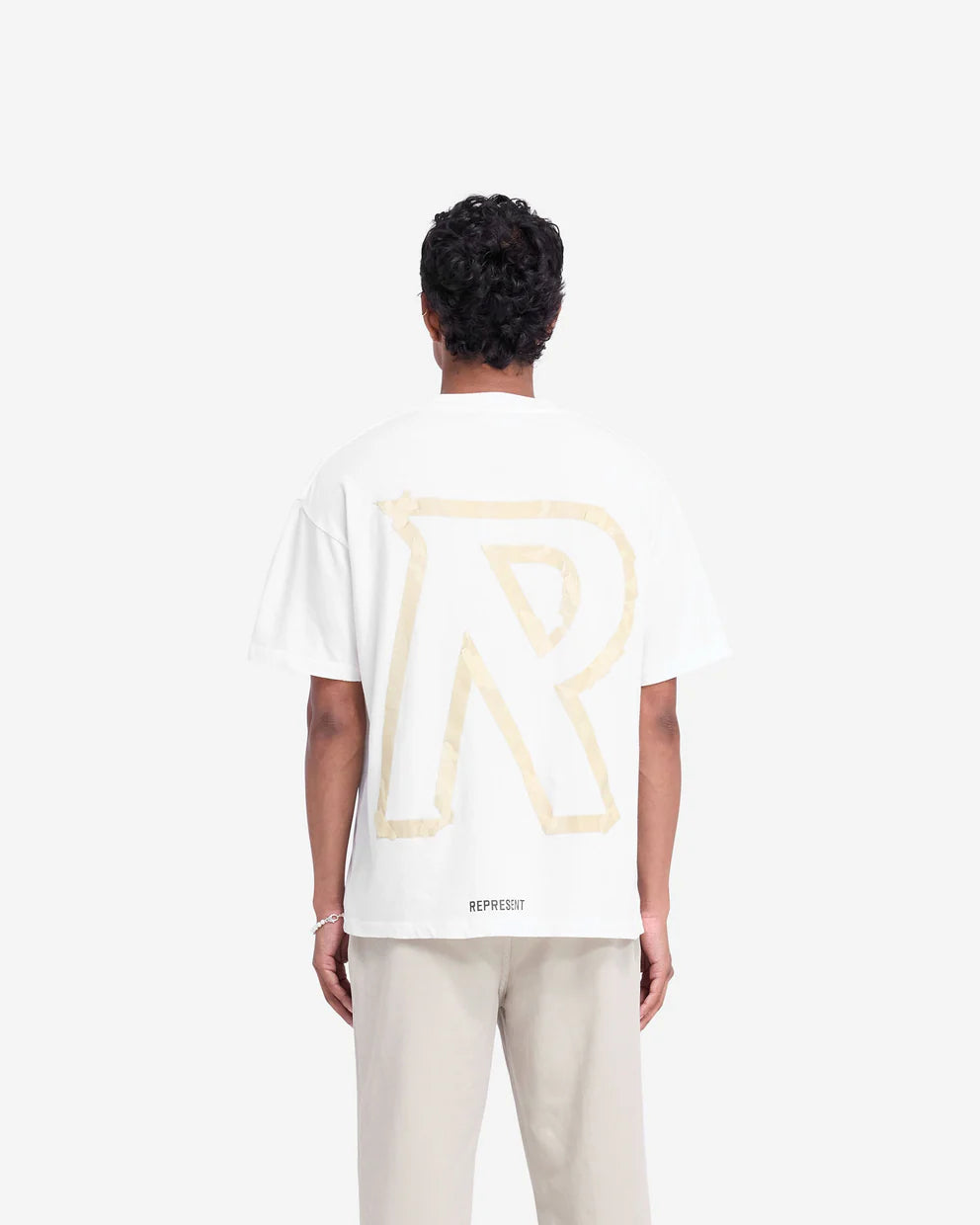 Represent Masking Tape Initial Tee - Flat White