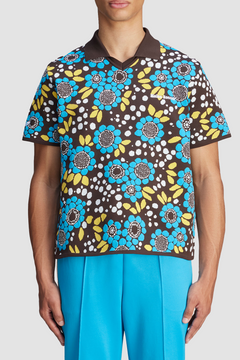 adidas x Wales Bonner Knit Floral Polo Shirt - Multicolor - Due West