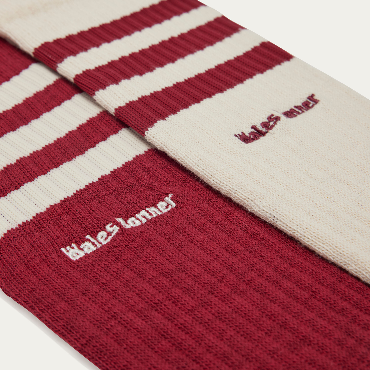 adidas x Wales Bonner 3-Stripes Socks - Wonder White / Collegiate Burgundy