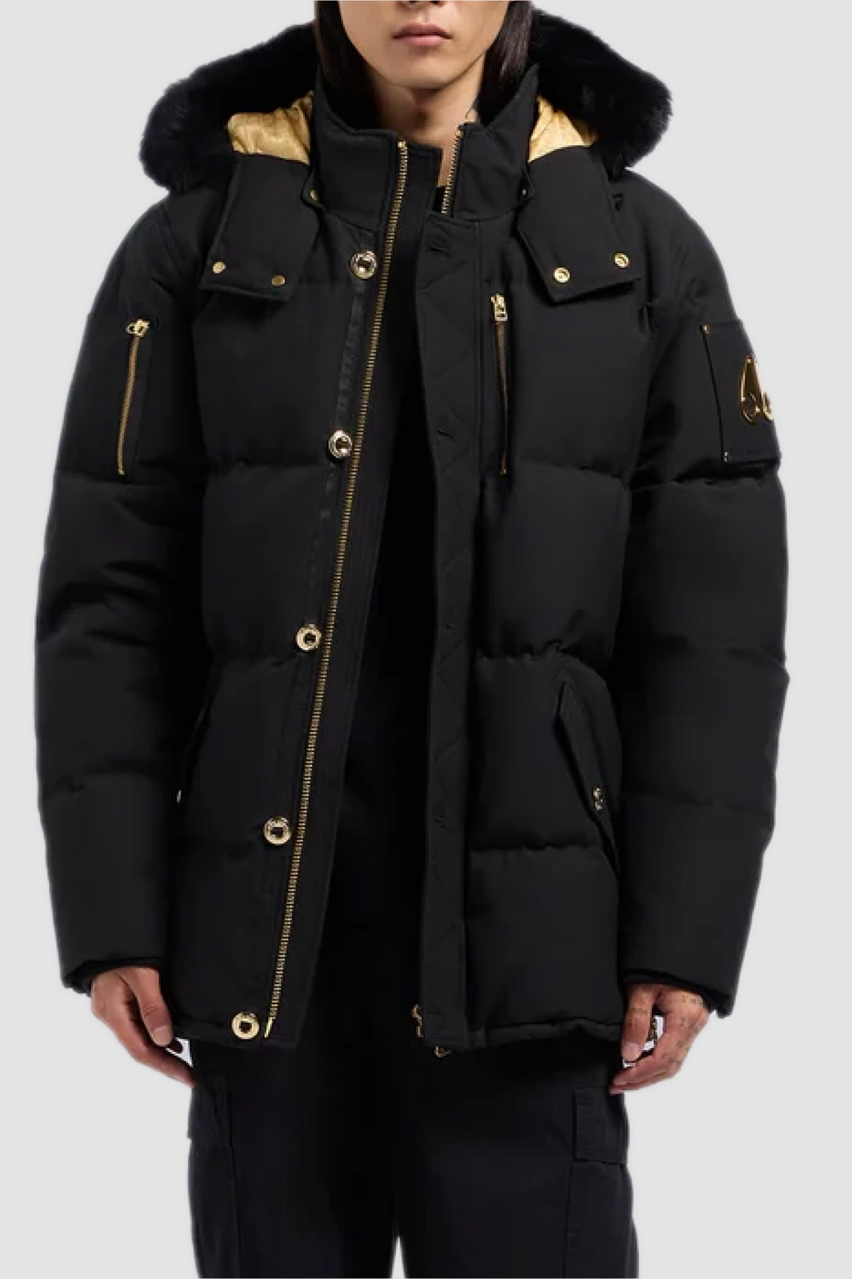 Moose Knuckles Mens Down Jacket Gold 3Q Shearling - Black/Black