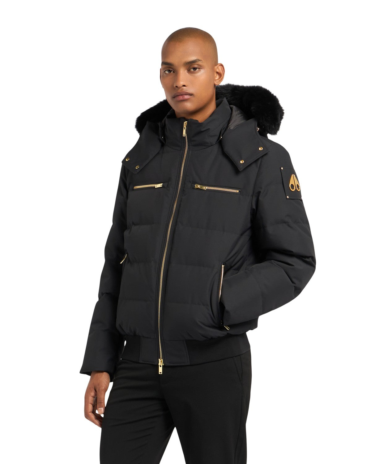 Moose Knuckles Mens Down Bomber Cloud - Black/Black