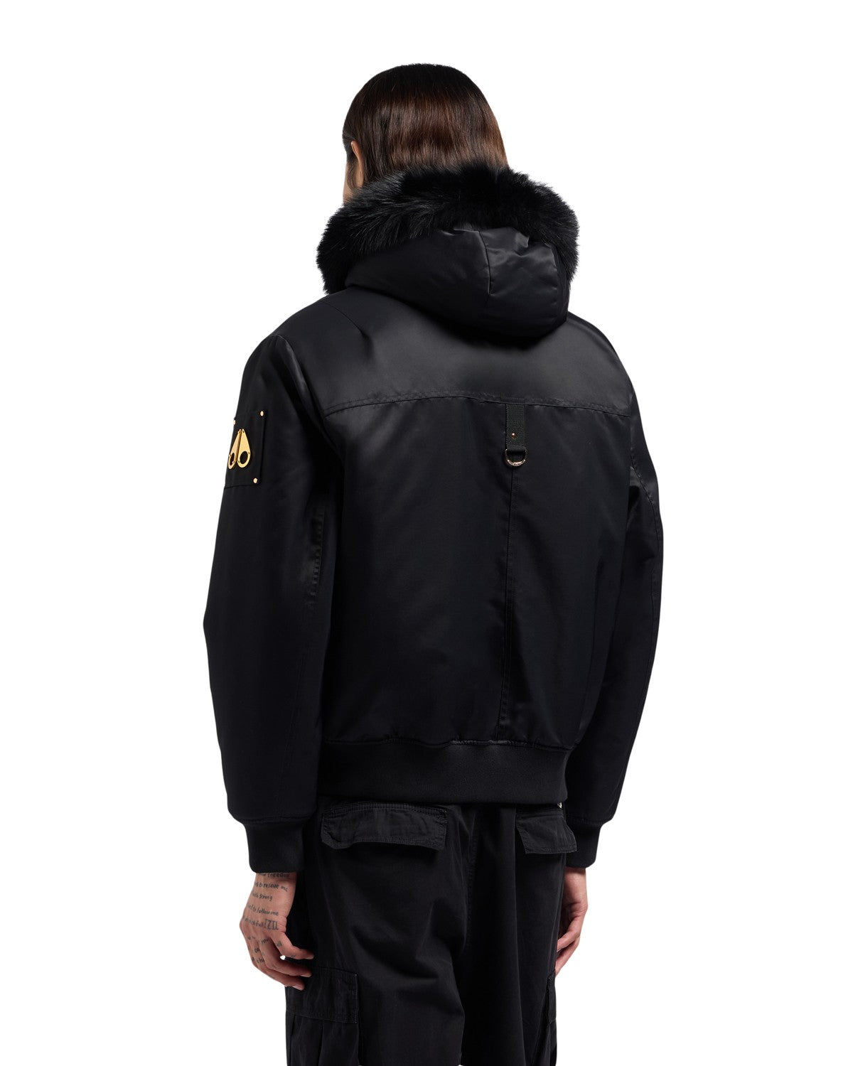 Moose Knuckles Mens Eco Bomber Denali Gold - Black/Black