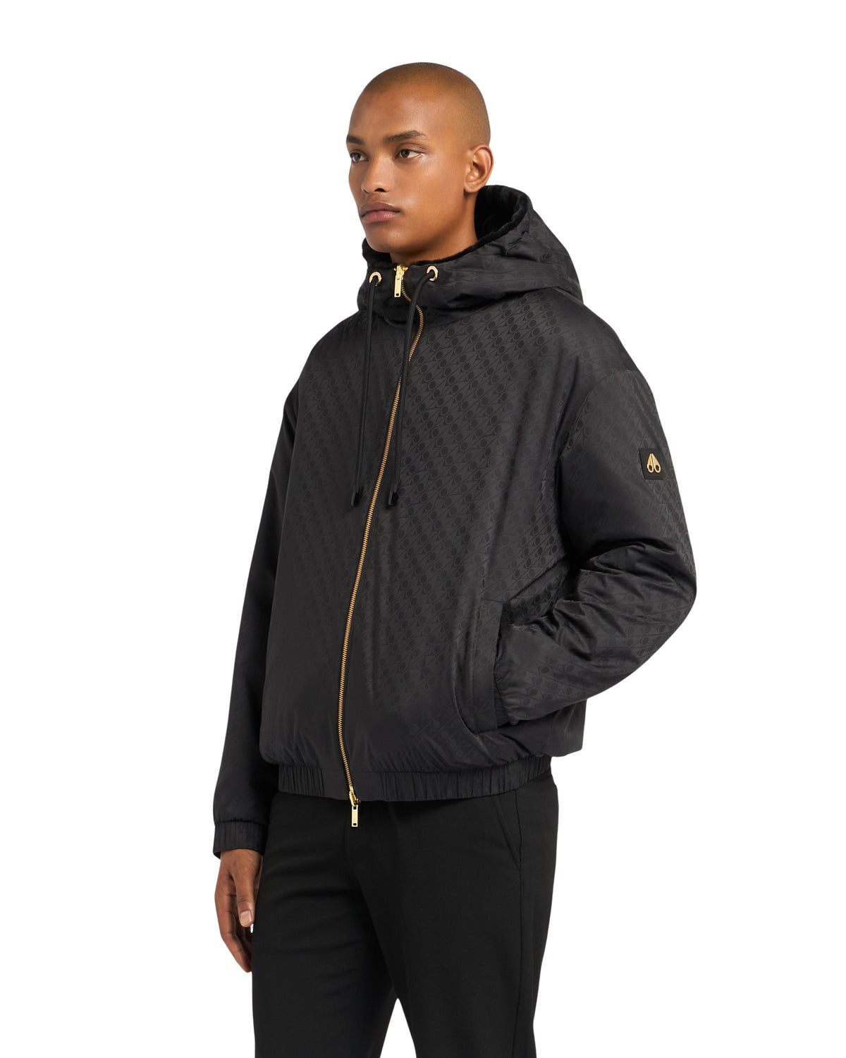 Moose Knuckles Mens Eco Bomber Borden Bunny - Black/Gold Mono