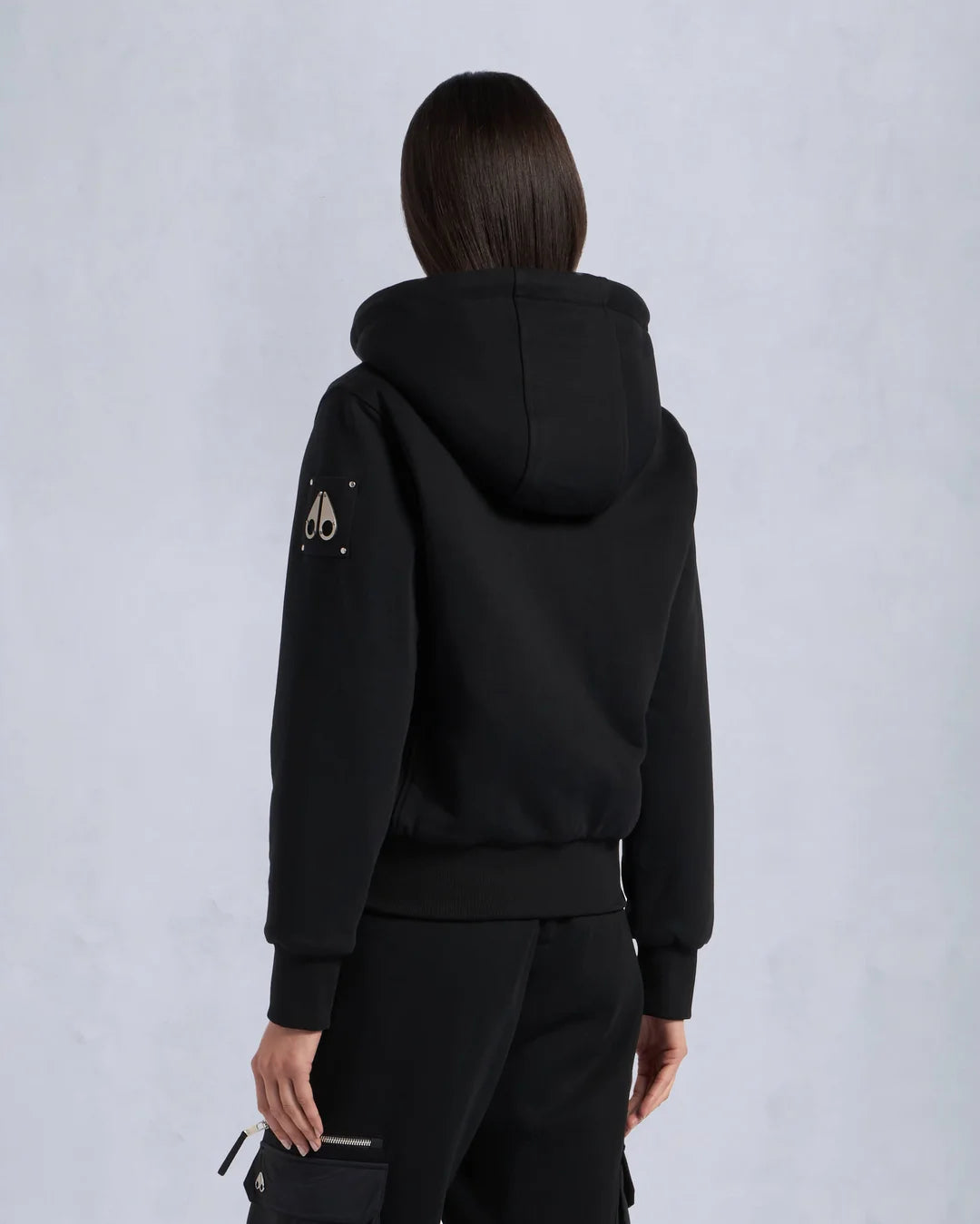 Moose Knuckles Womens Classic Bun Hoodie - Black/Black