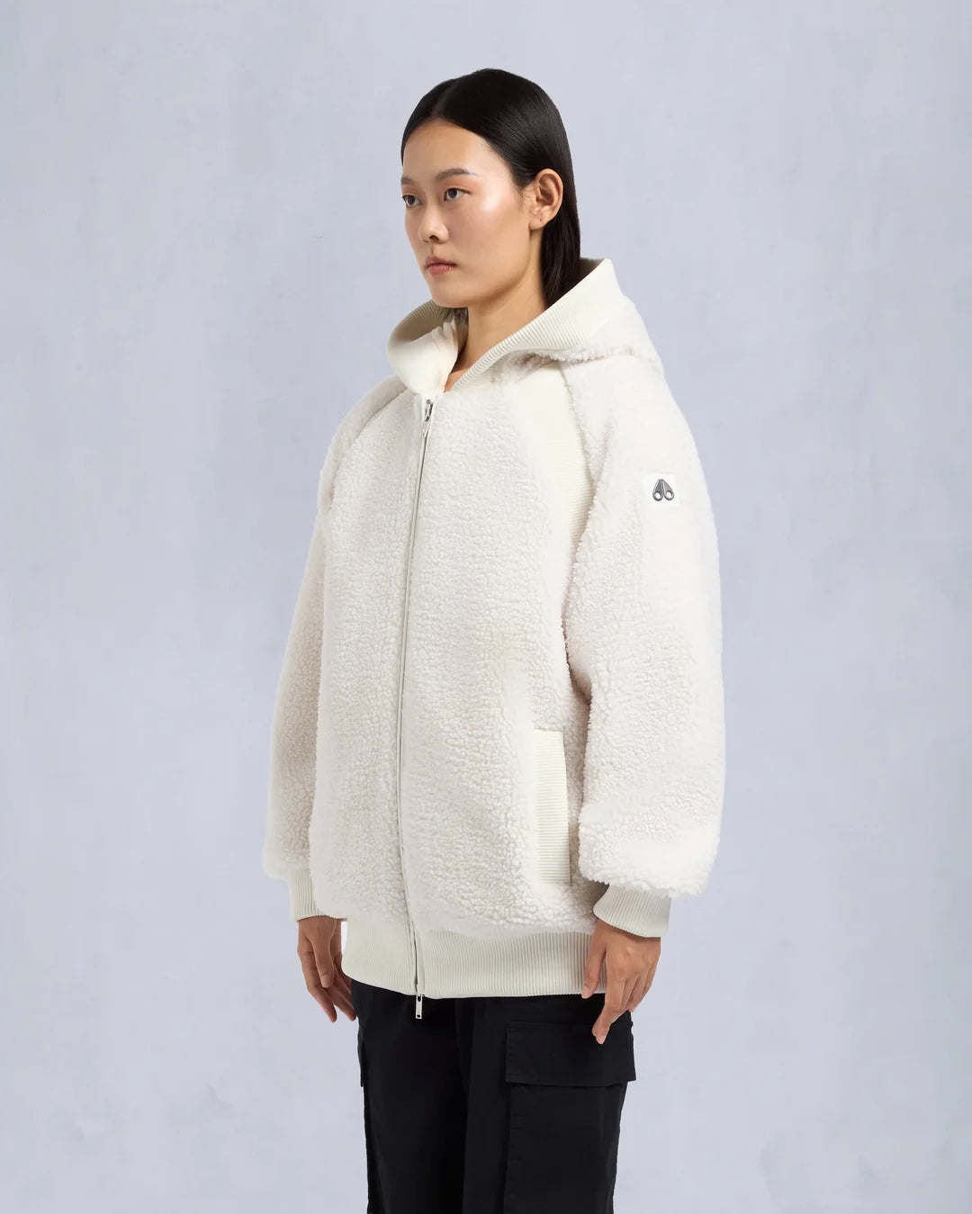 Moose Knuckles Womens Hoodie Holland Sherpa Ivory Due West
