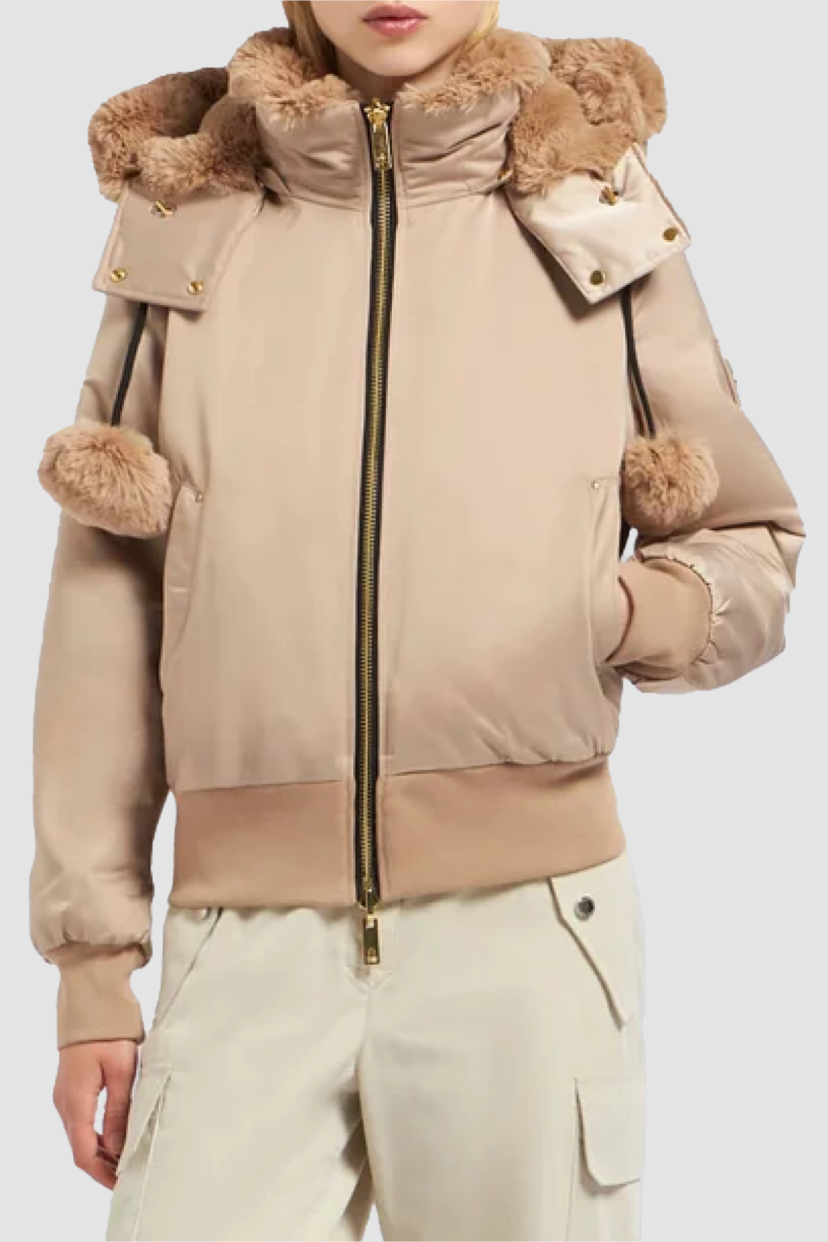 Moose Knuckles Womens Eco Bomber Debbie Satin - Champagne