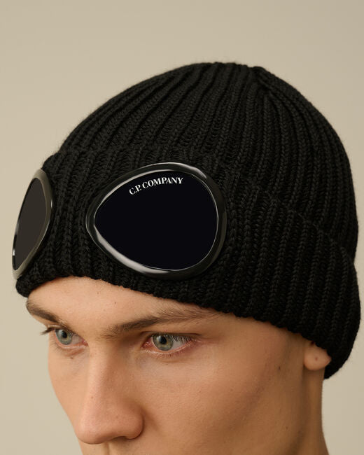 C.P. Company 742A Goggle Wool Beanie - Black