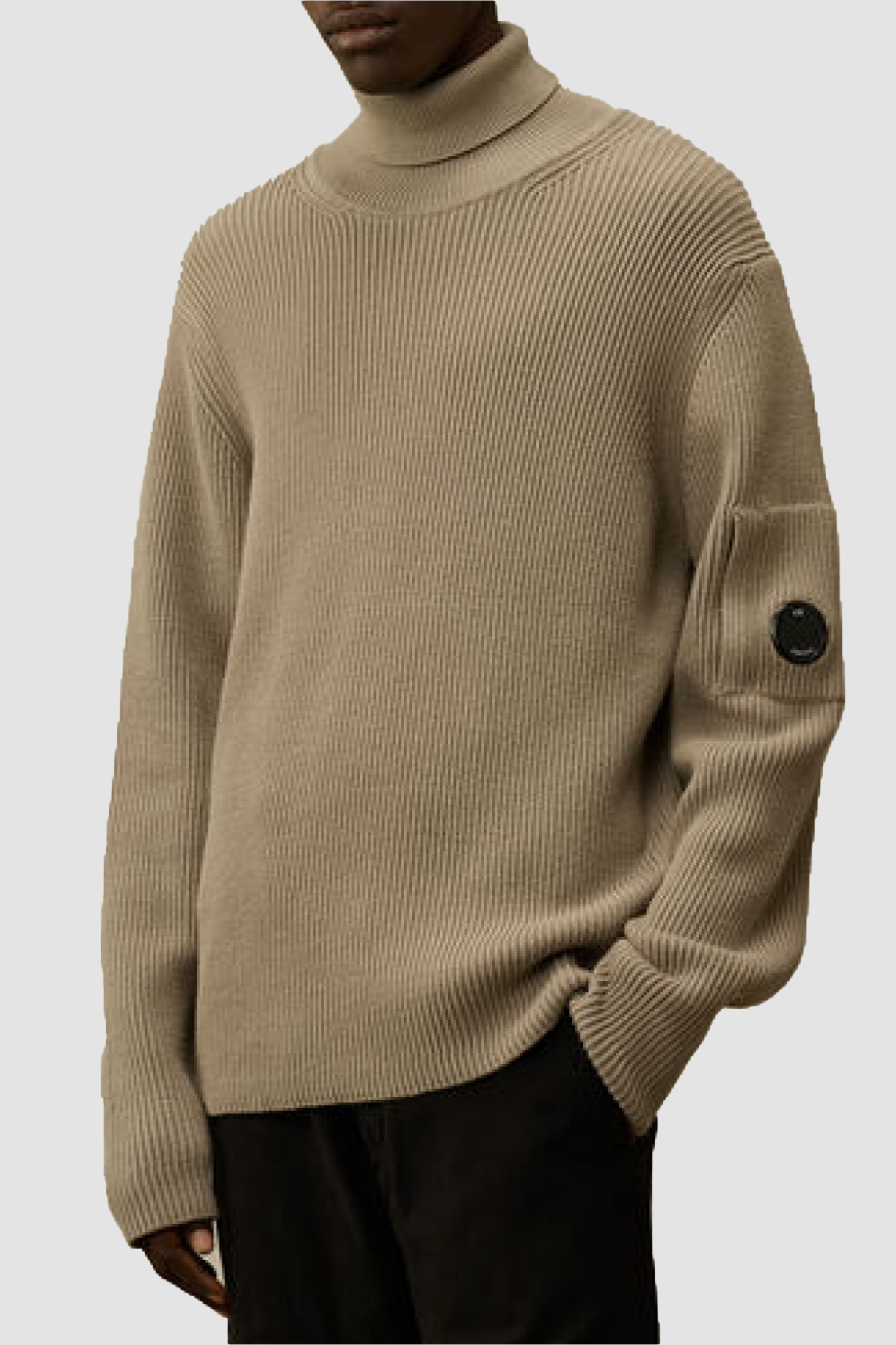 C.P. Company Full Rib Turtleneck Knit Sweater  - Khaki