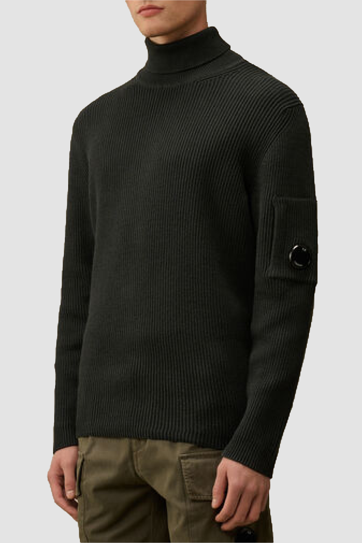 C.P. Company Full Rib Turtleneck Knit Sweater  - Black