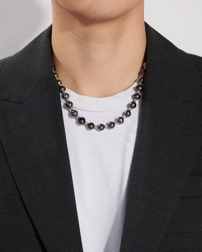 Emanuele Bicocchi Black Pearl With Silver Necklace - Silver