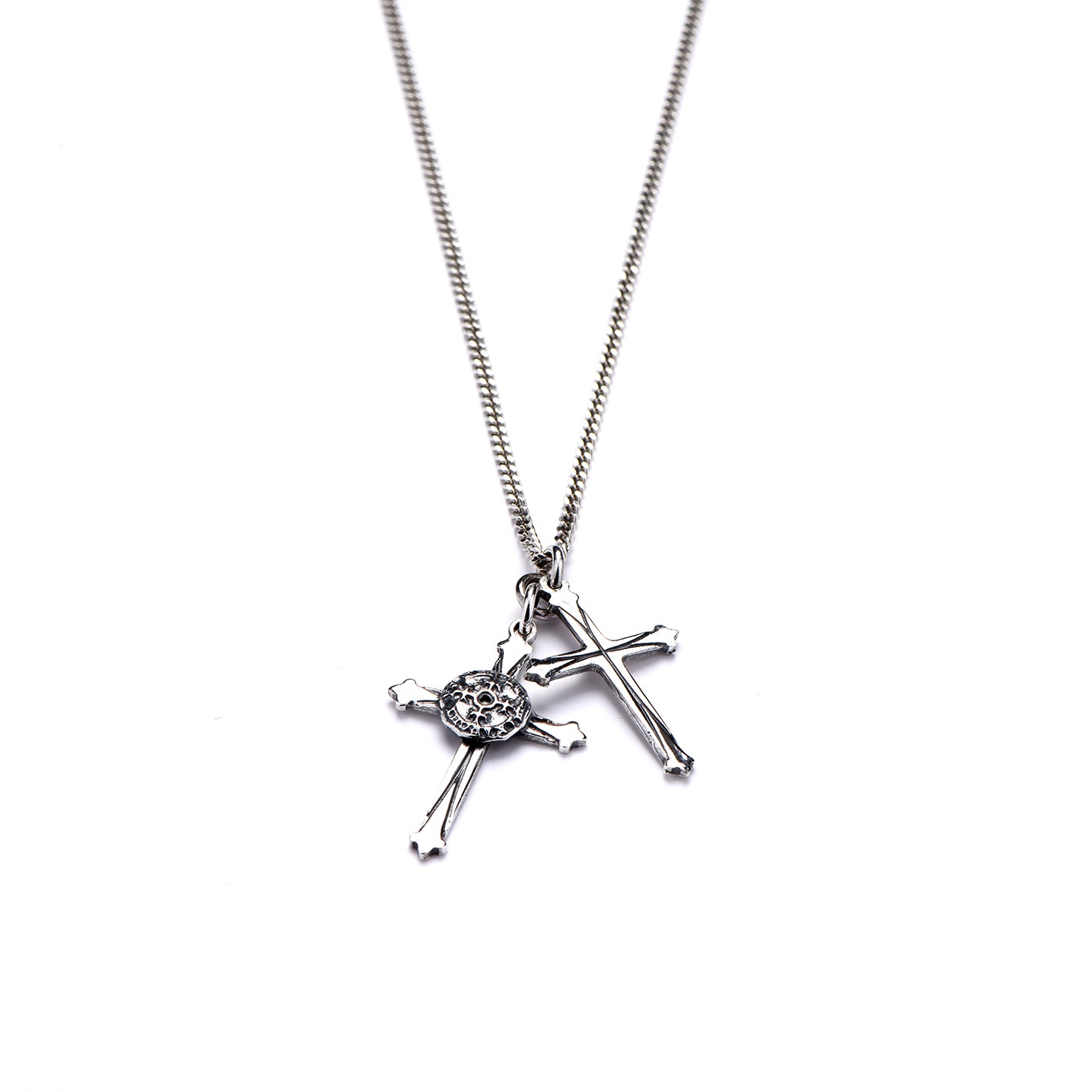 Emanuele Bicocchi Double Cross Necklace Silver Due West