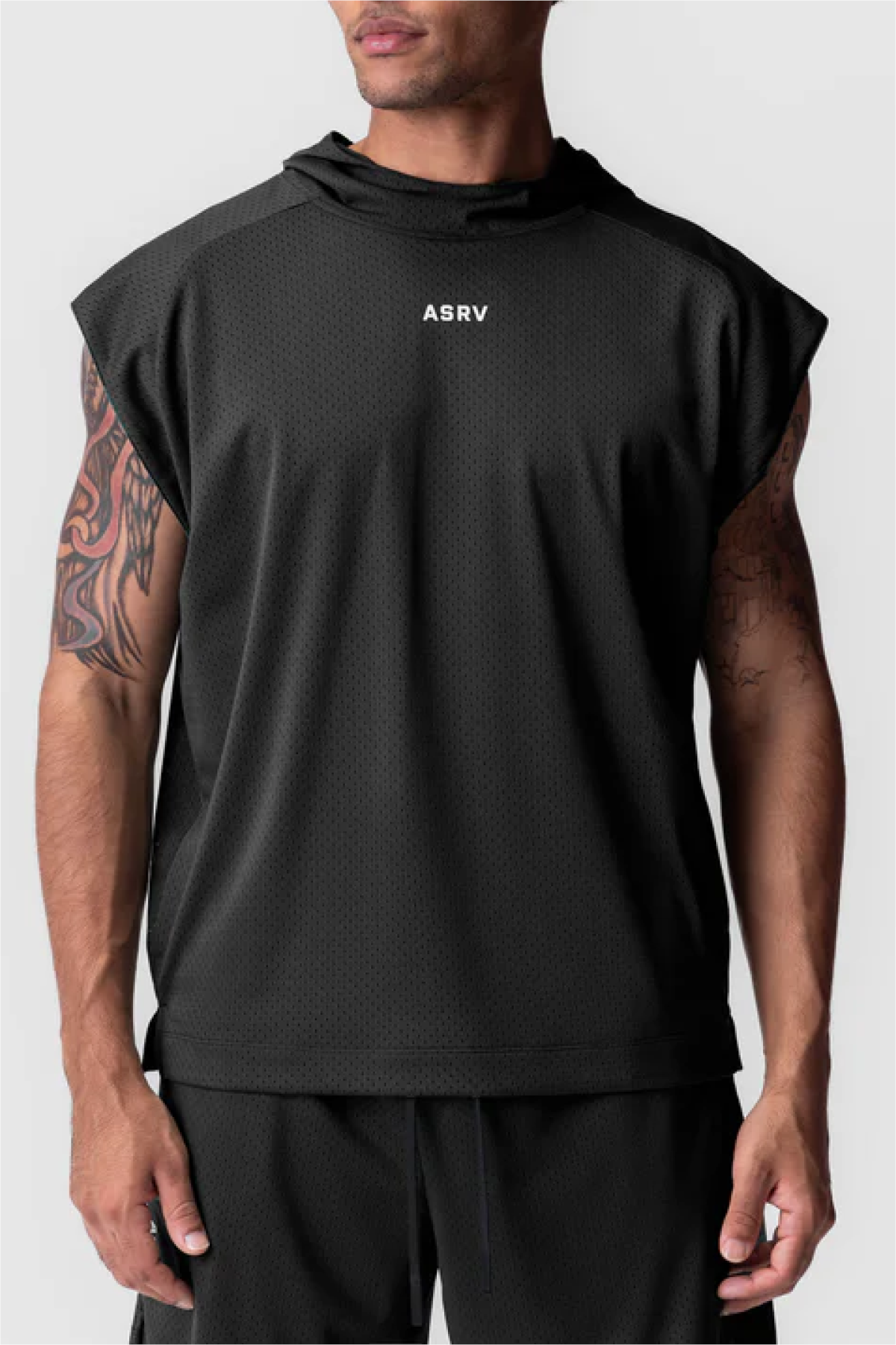 ASRV Reversible 2-in-1 Cutoff Hoodie - Black