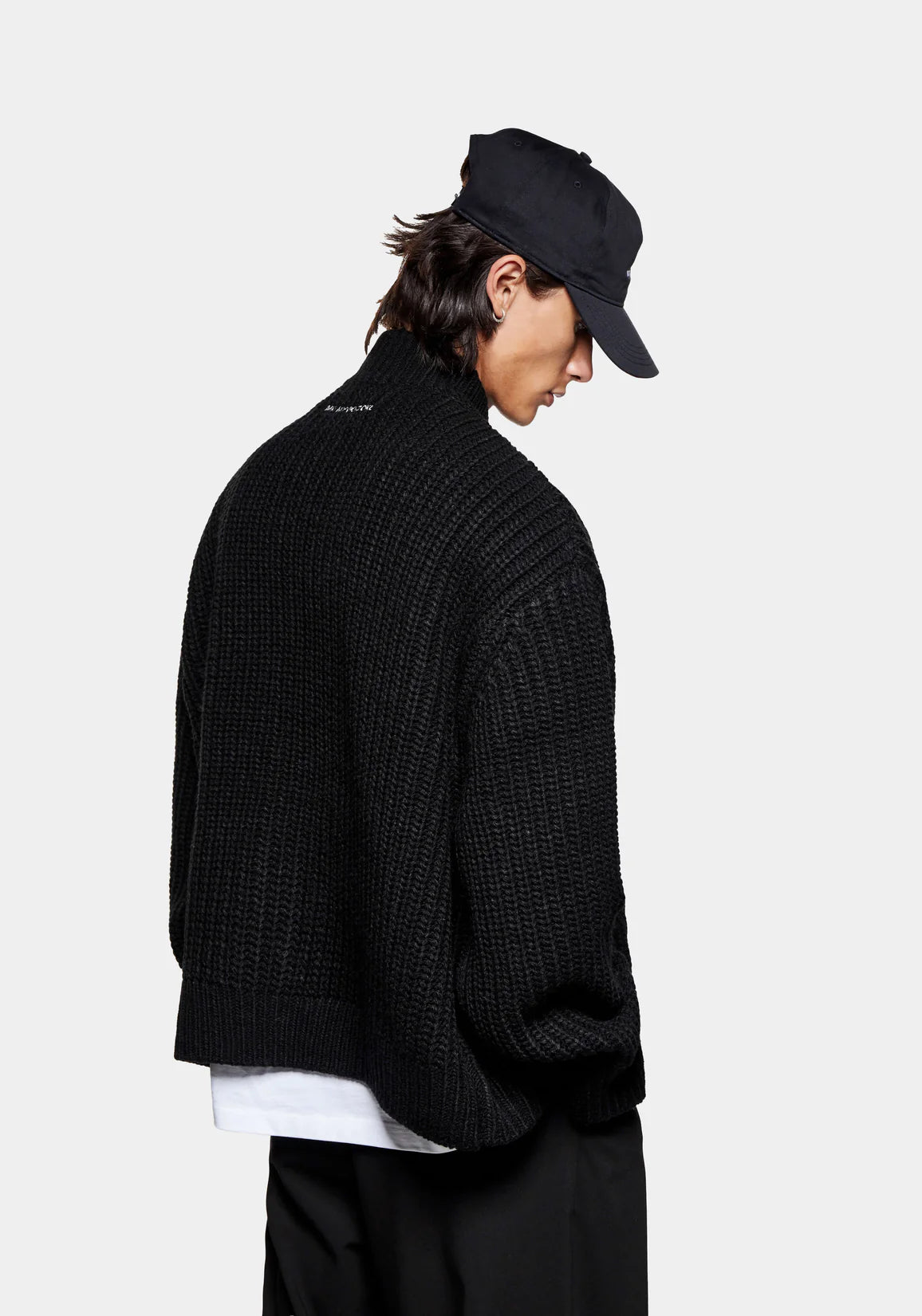 MKI Miyuki Zoku Chunky Rib Knit Track Sweater - Black