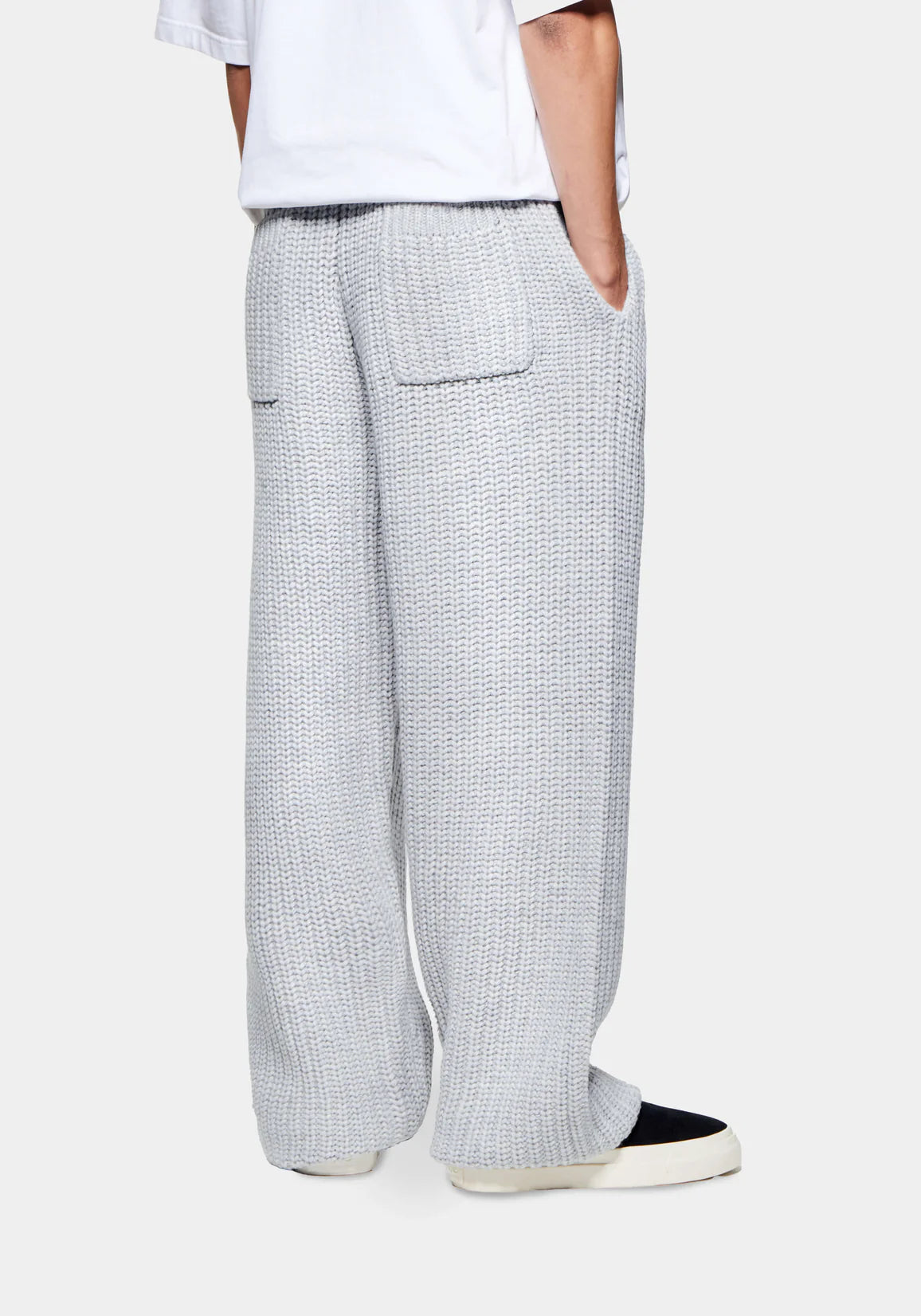 MKI Miyuki Zoku Chunky Rib Knit Wide Leg Joggers - Grey