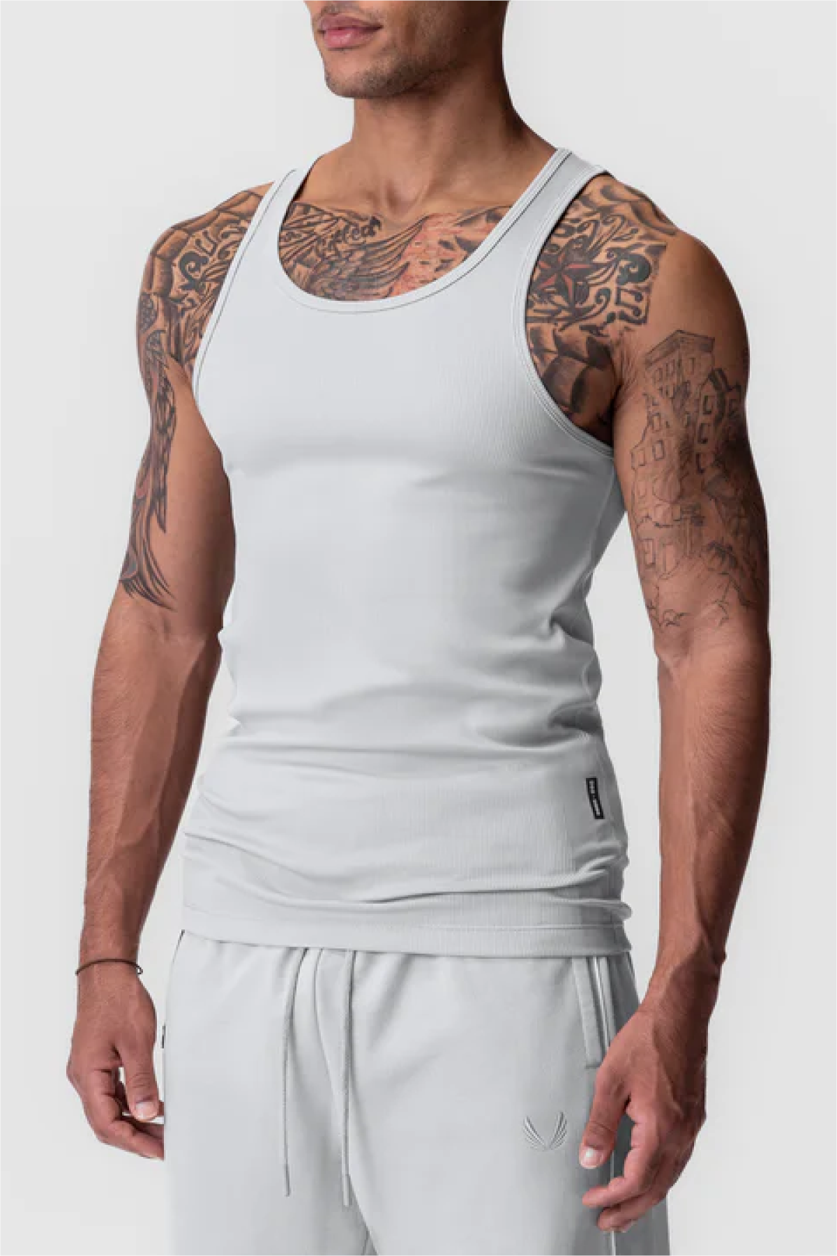 ASRV 0986 Creora Tech Ribbed Tank - Light Grey