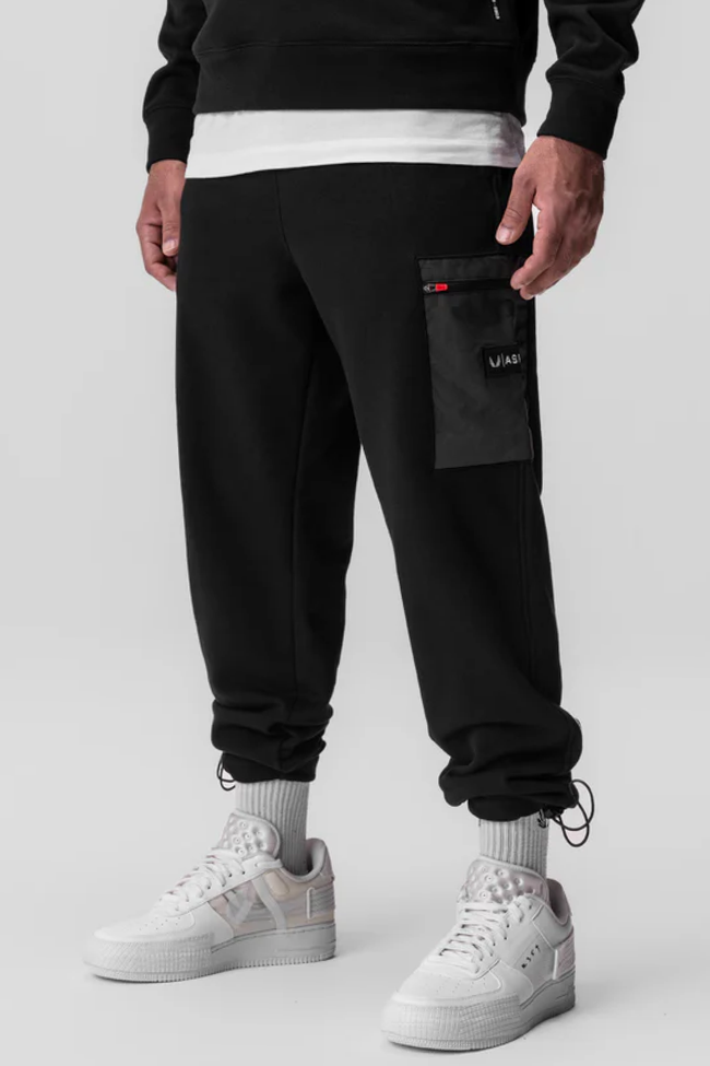 ASRV Tech-Terry™ Paneled Cinch Cargo Jogger Pants - Black