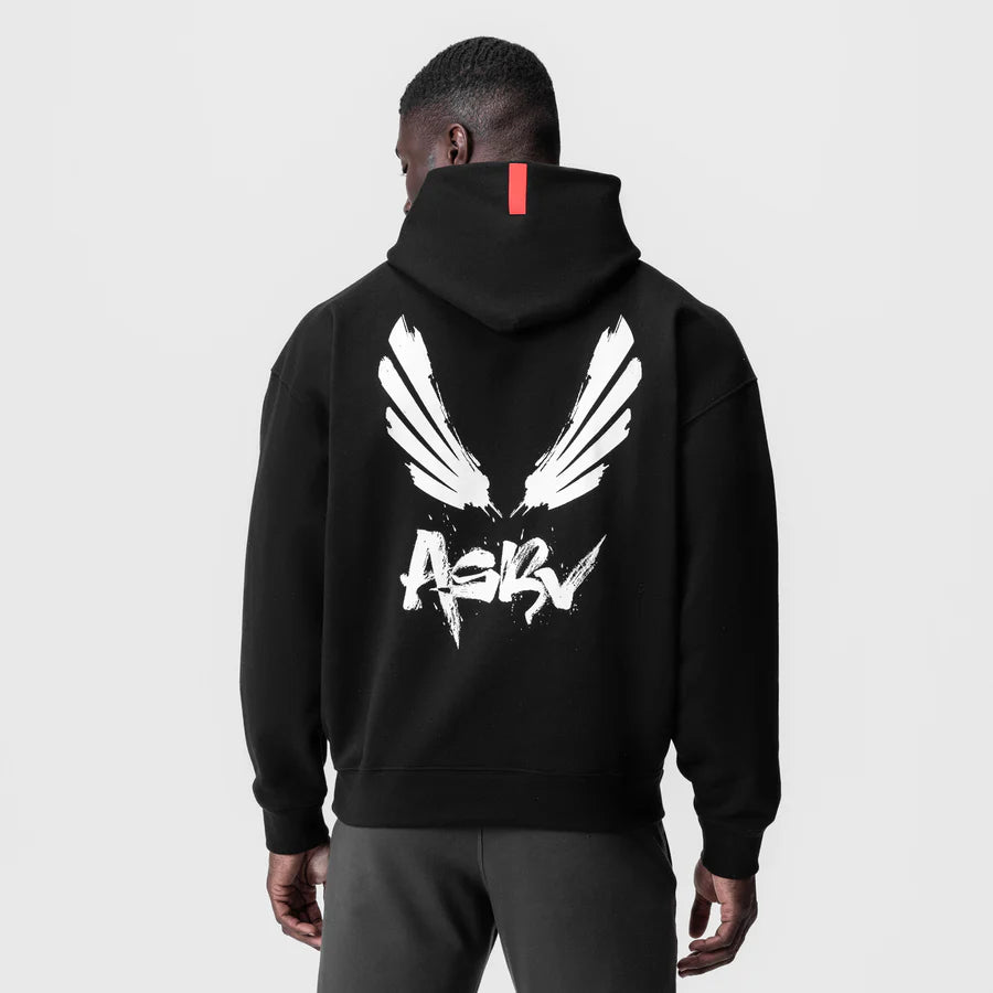 ASRV Tech Terry™ Zip Pocket  Hoodie - Black White