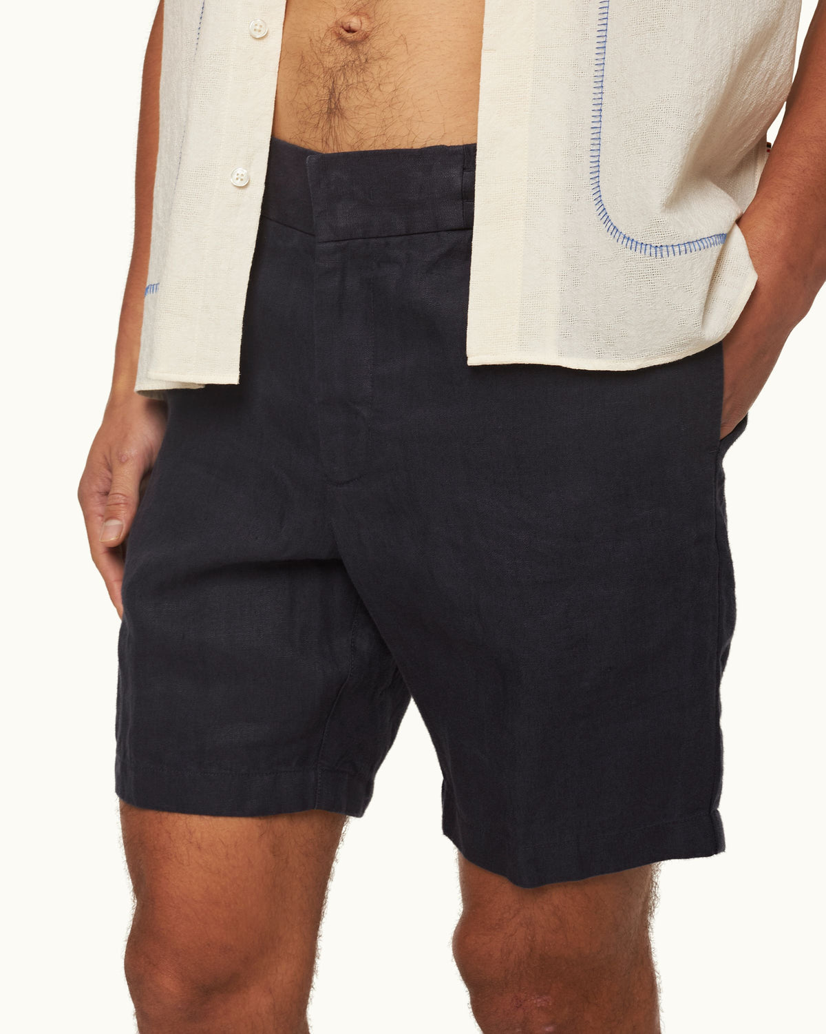 Orlebar Brown Norwich Italian Linen Shorts - Navy