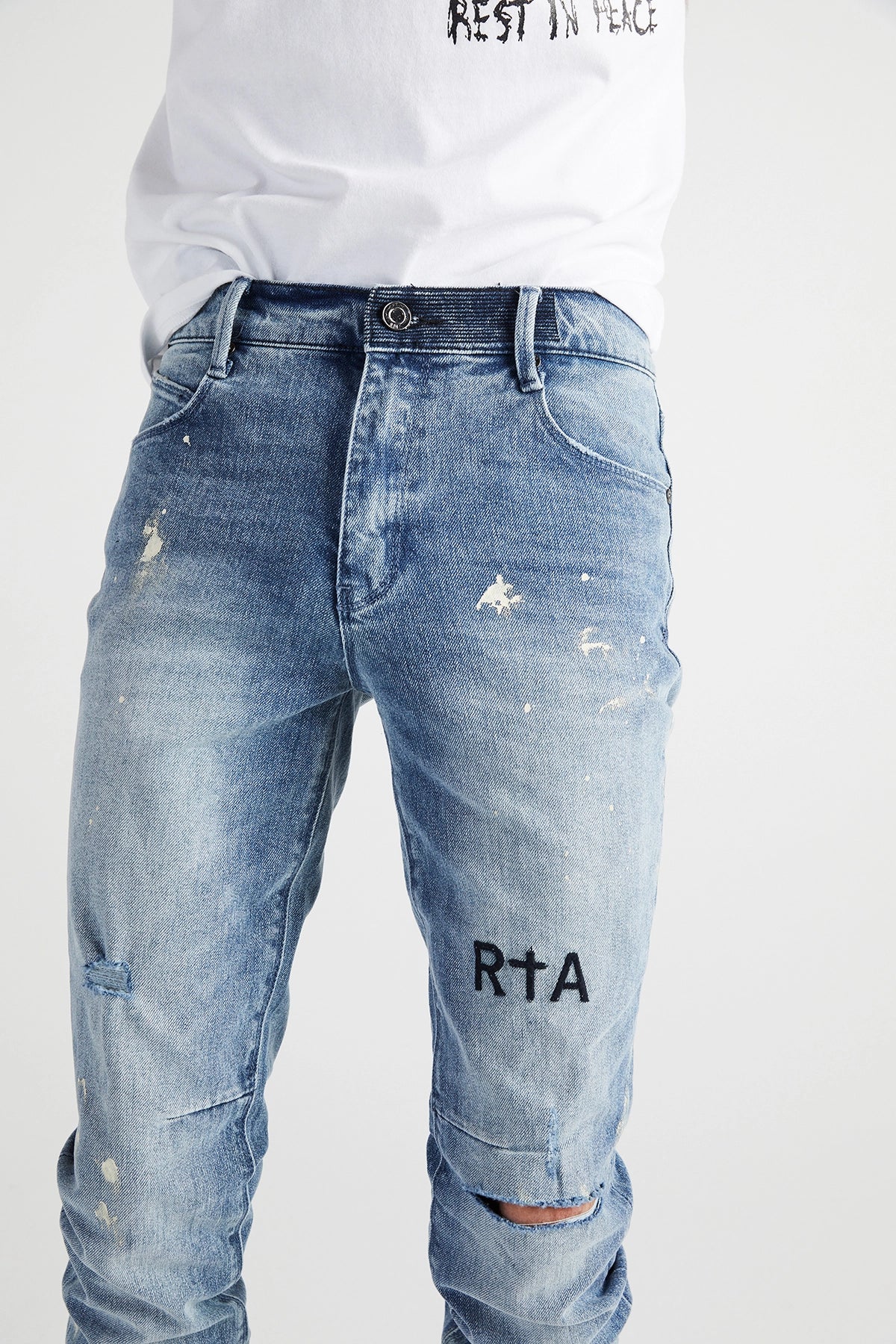 Grey Rta Jeans RTA Clayton Distressed Skinny Jeans - Blue - Due West