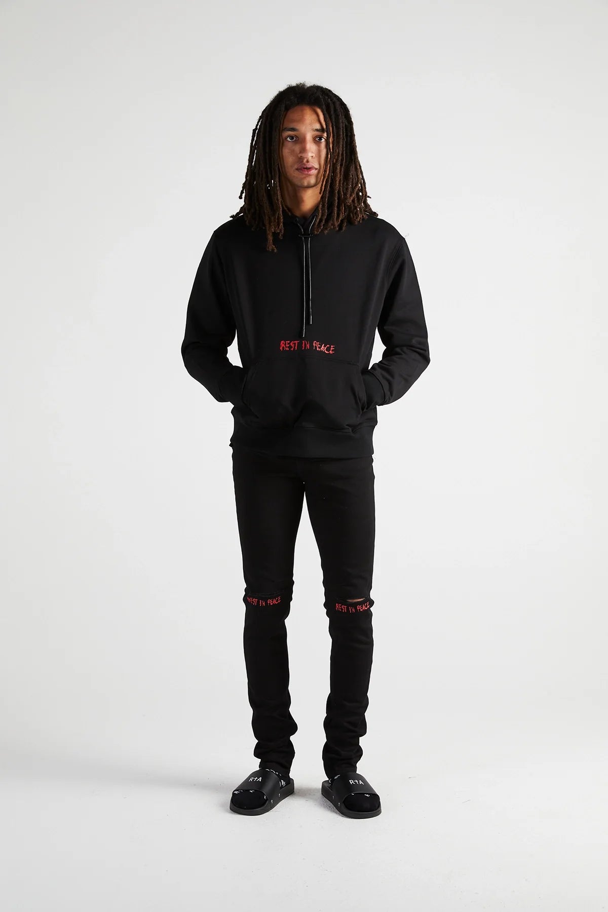 RTA Dion RIP Cross Hoodie - Black