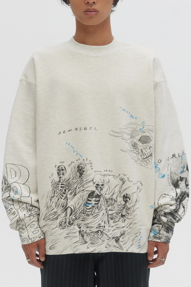 DOMREBEL Bones Sweatshirt - Greige