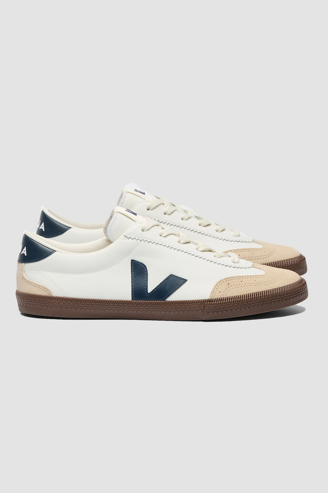 Veja Womens Volley O.T Leather Sneakers - White/Navy