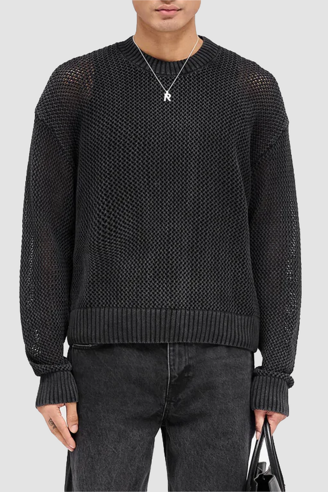 Represent Open Gauge Knit Crewneck - Jet Black