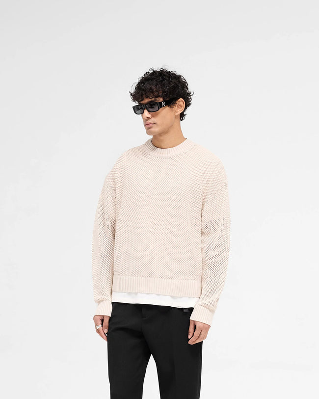 Represent Open Gauge Knit Crewneck - Off White