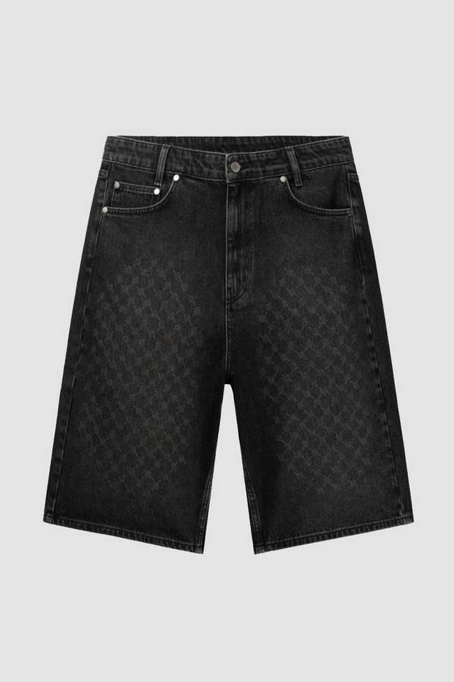 Daily Paper Laser Monogram Denim Shorts - Black